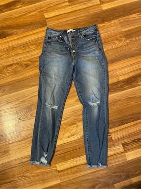 KanCan High-Rise Distressed Jeans in Medium Blue Wash